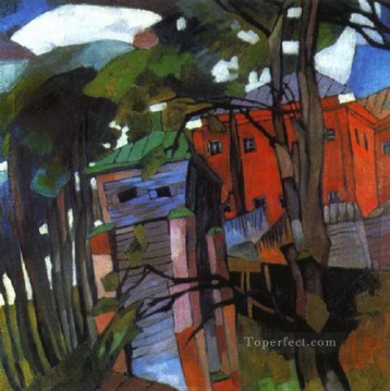Abstracto famoso Painting - paisaje con una casa roja 1917 Aristarkh Vasilevich Lentulov cubismo abstracto